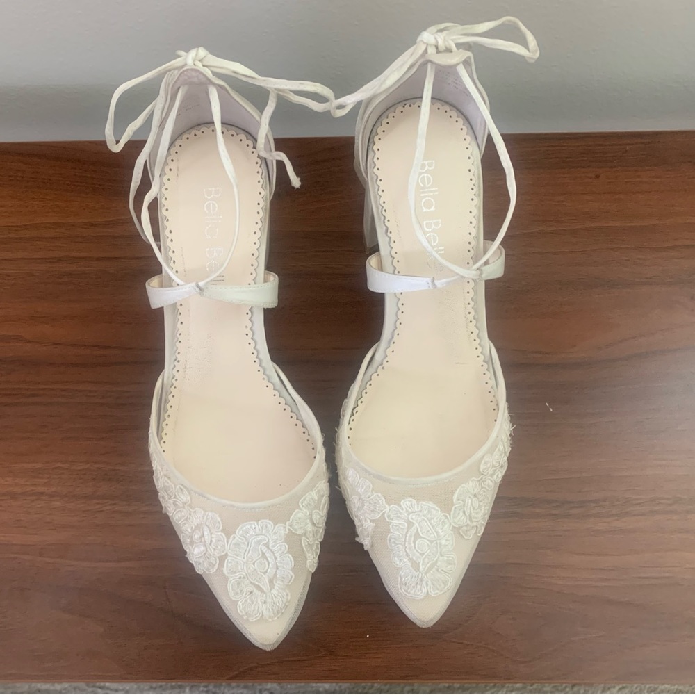 Bella Belle Abigail Ivory Block Heels.